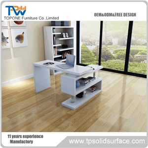 Topone New Design Office Tables with Side Cabinets, the Rotating Artificial Marble Stone Table Tops for Office Furniture