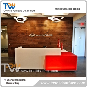Translucent Inside Lighting Solid Surface/Man-Made Hotel Reception Table Design