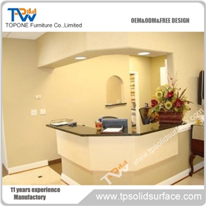 Twisted Free Standing Shape Solid Surface/Artificial Marble Luxury Receptionist Desk