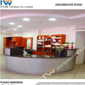 Unique Contemporary Design Solid Surface/Man-Made Stone Solid Surface Hotel Customer Service Counter