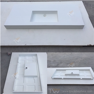 White Color Corian Acrylic Solid Surface Sinks, Artificial Marble Stone Sqaure Basins for Sale with Factory Price, Manmade Stone Rectangle Washbasins and Sinks for Sale