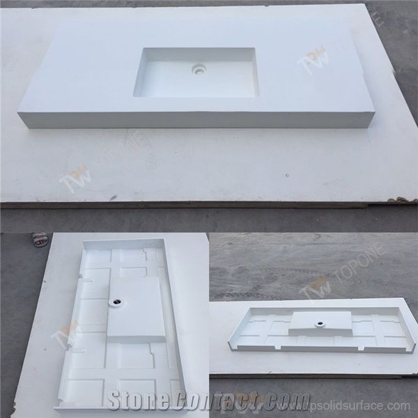 White Color Corian Acrylic Solid Surface Sinks Artificial