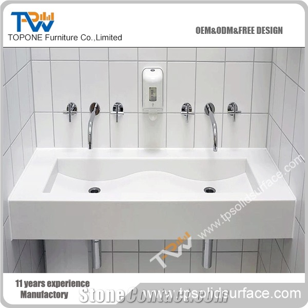 White Color Rectangle Vanity Top Stone Sink/Wash Bowls/Bathroom Sinks/Modern Kitchen Sinks/Building Artificial Marble Stone Material Sink