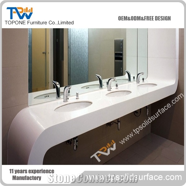 White Color Rectangle Vanity Top Stone Sink/Wash Bowls/Bathroom Sinks/Modern Kitchen Sinks/Building Artificial Marble Stone Material Sink