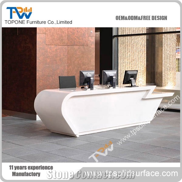 White Curved Salon Reception Desk