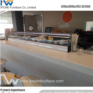 White Glossy Rounded Solid Surface/Artificial Marble Half Moon Hotel Reception Desk