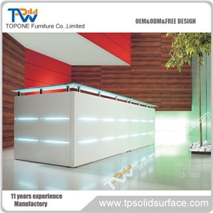 White High Glossy Reception Front Desk Office Work Stations