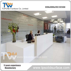 White High Glossy Reception Front Desk Office Work Stations