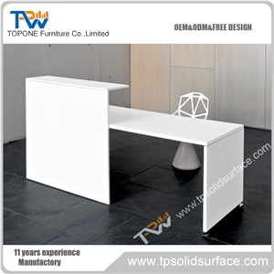 White Office Solid Surface Stone Counter Office Front Counter Design Standing Reception Desk