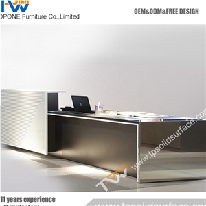 White Round Office Stone Reception Desk Reception Counter Unique