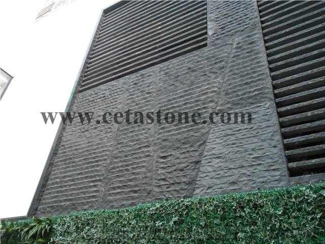 Black Basalt Groove&Black Basalt Cubestone&Black Basalt Pavers for Groove&Groove Wall Tiles&Black Basalt Wall Tile&Exterior Covering