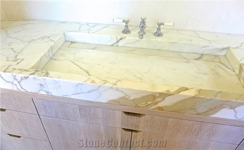 Calacatta Marble Custom Vanity Top, Farm Sink