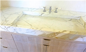 Calacatta Marble Custom Vanity Top, Farm Sink