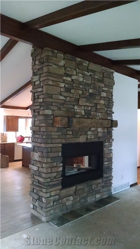 Shadow Ledge Elk Horn Stone Material to Create This Rustic Masterpiece Traditional Fireplace