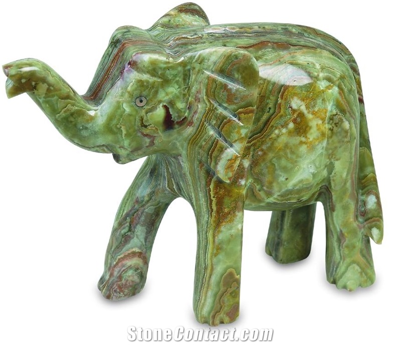 Green Onyx Carved Elephant