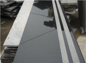China Natural Building Stones G684 Fuding Black Basalt Step Granite Polished Step,Stairs Tiles Raven Black Step/Black Pearl Wall Cladding Covering, Cut-To-Size