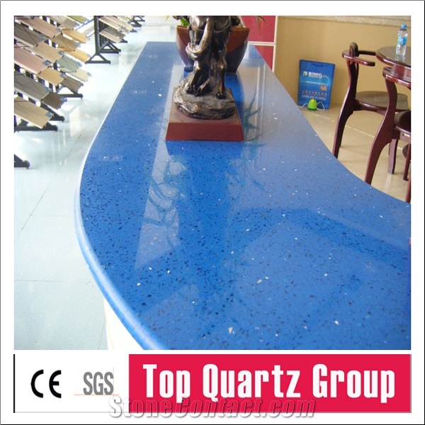 Blue Galaxy Artificial Quartz Stone Countertop, Reception Counter