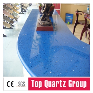 Blue Galaxy Artificial Quartz Stone Countertop, Reception Counter