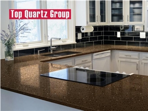 Hot Sales Brown Galaxy Quartz Stone Kitchen Bench Counter Tops,Artificial Starlight Quartz Stone Countertop