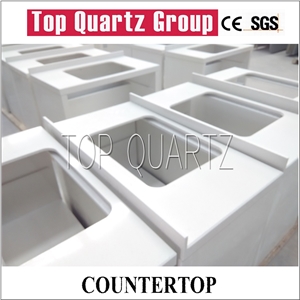 Pure White Engineering Bathroom Quartz Stone Table Top,Quartz Stone Countertop