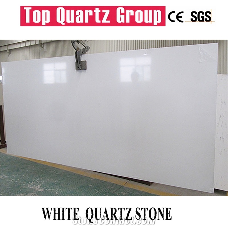 Pure White Quartz Stone Slabs, Solid Surface Engineered Stone