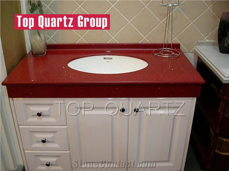 Red bathroom countertop