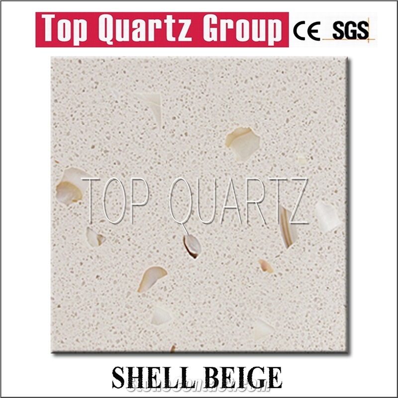 Small Grain Shell Beige Artificial Quartz Stone Slabs & Tiles