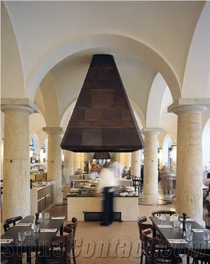 Trani Biancone, Pollinger Tuff, Jura Limestone Interior Work, Restoration Columns and Terrazzo Floor