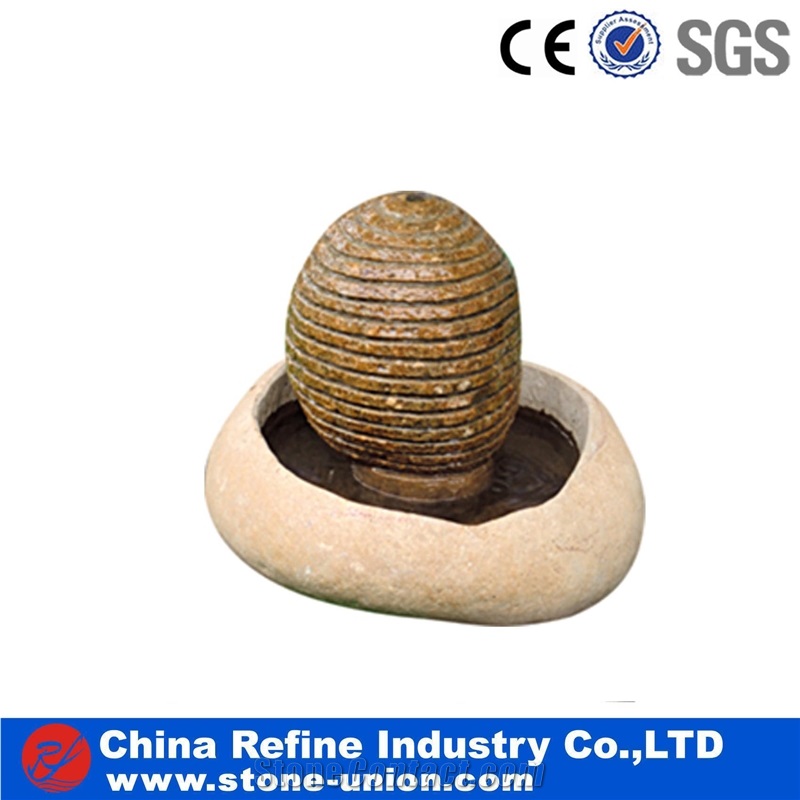 Beige Granite Stone Customized Garden Fountains Factory ,Water Features Exterior Fountains