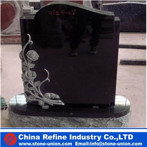 Chinese Absolute Black Granite Cemetery Headstone Tombstone ,Blank Grey Granite Tombstone and Monument