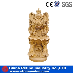 Hand Carved Wall Fountain Factory Sale, Yellow Marble Wall Fountain