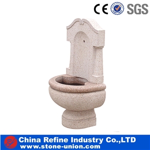 Hand Carved Wall Fountain, Pink Granite Fountain