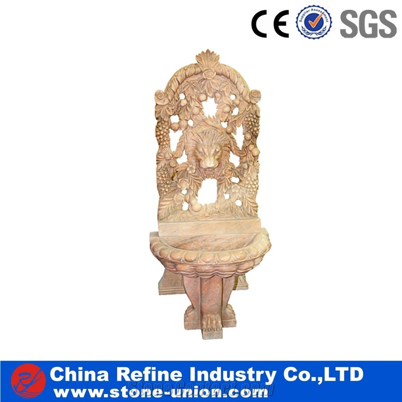 Hot Sale Natural Beautiful Hand Carved Indoor and Outdoor Beige Marble Waterfall Wall Fountain Decoration