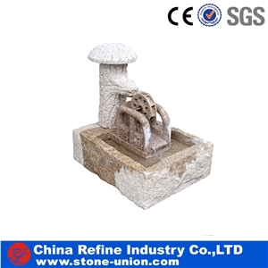 Popular Sculptured Beige Granite Fountain,Exterior Fountains,Handcarved Water Fountains