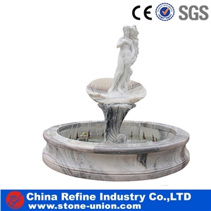 White Marble Sculpture,White Marble Water Fountain with Lady Statue