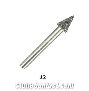 Vacuum Brazed Diamond Burs #12 - Medium Cone