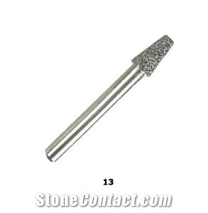 Vacuum Brazed Diamond Burs #13 - Small Cone with Flat Tip