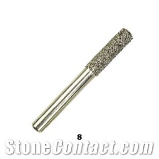 Vacuum Brazed Diamond Burs #8 - Small Cylinder with Flat Tip
