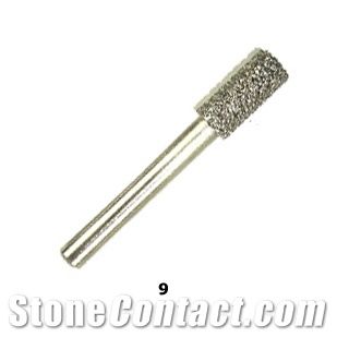 Vacuum Brazed Diamond Burs #9 - Medium Cylinder with Flat Tip