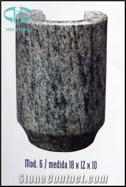 Granite Tombstone Monument Urn, Vase & Bench