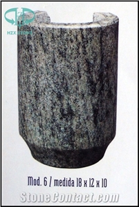 Granite Tombstone Monument Urn, Vase & Bench