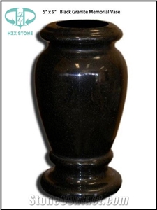 Grave Vase, Tombstone Vase, Memorials Vase, Shanxi Black Granite Urn, Vase & Bench