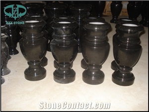Grave Vase, Tombstone Vase, Memorials Vase, Shanxi Black Granite Urn, Vase & Bench
