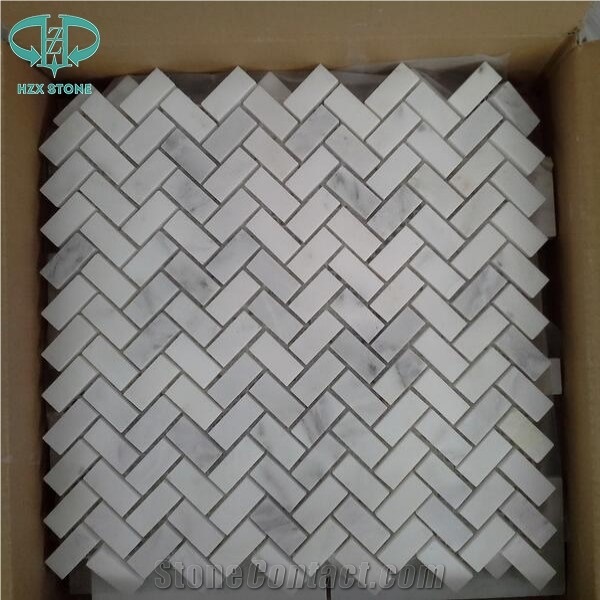 Oriental White Marble Basketweave Mosaics,Mosaic Pattern,Wall Cladding Mosaic Tiles,Flooring Tiles