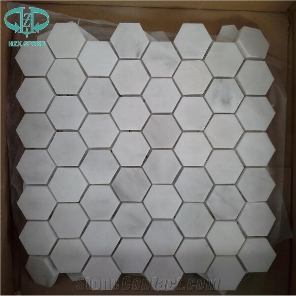 Oriental White Marble Hexagon Mosaics,Mosaic Pattern,Wall Cladding Mosaic Tiles,Flooring Tiles