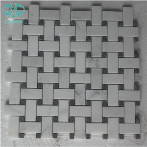 Oriental White Marble Mosaics,Basketweave Mosaics,Herringbone Mosaics,Mosaic Pattern,Wall Cladding Mosaic Tiles,Flooring Tiles,Linear Strips Mosaics