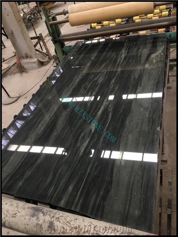 Polished Green Galaxy Granite, Green Granite Slab for the Countertop