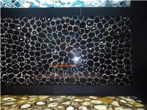 Black Agate Slab & Tiles,Luxury Interior Background Decorate Tiles.Black Agate for Shop and Lounge Wall Decoration,Black Semiprecious Stone