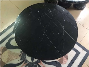Black Marble Round Table Tops for Office Meeting Table Tops