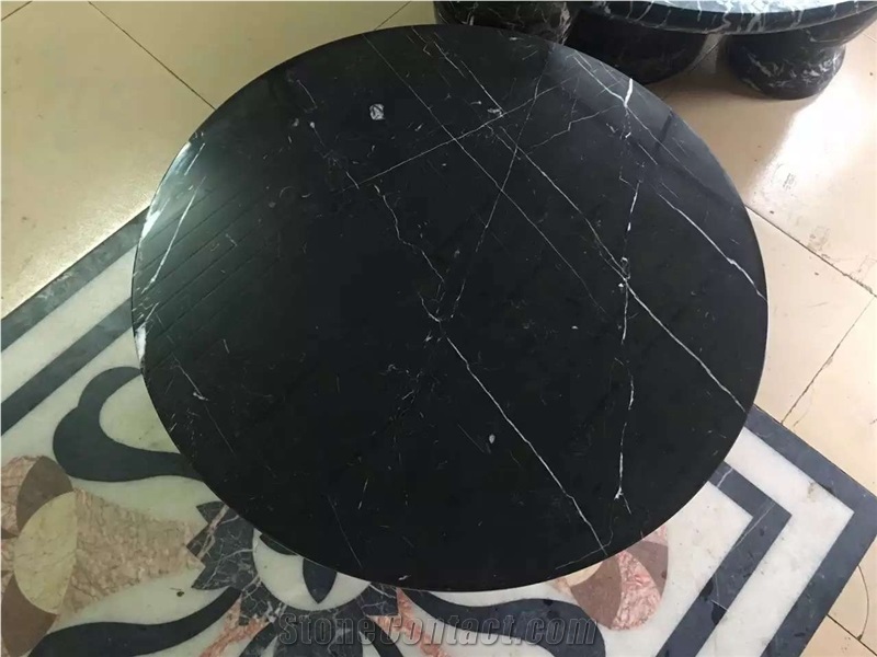 Black Marble Table Top Design for Office Meeting Tabletops